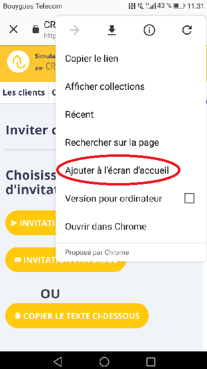 Mettre l'application CREDIT ADVISOR sur votre Android