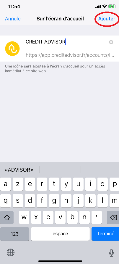 Mettre l'application CREDIT ADVISOR sur votre Iphone